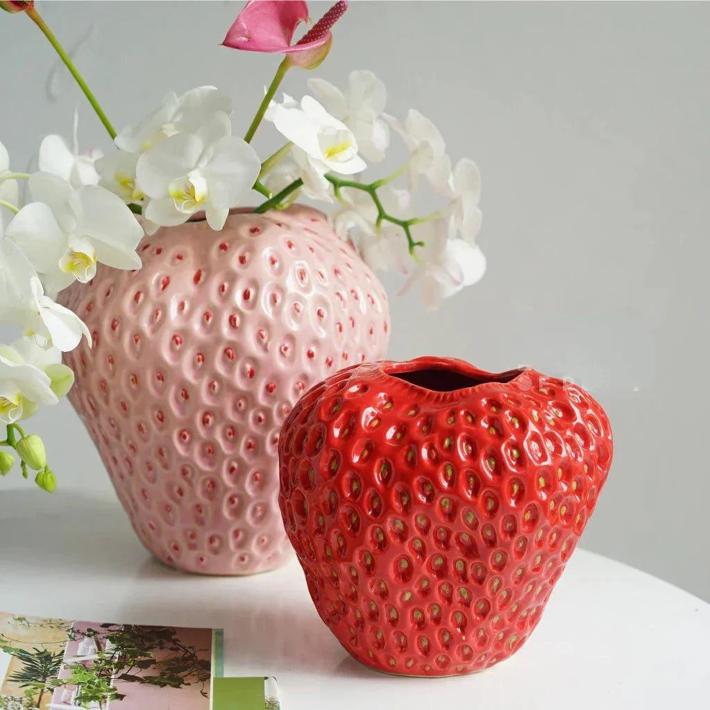 Strawberry Ceramic Vase for Table Decor 1