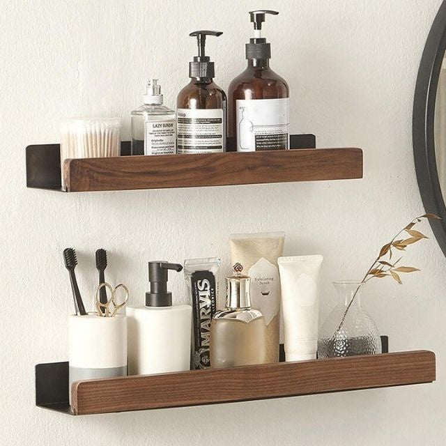 Wooden Bathroom Shelf No-Drill Installation 2