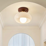 Cream Glass Ceiling Lamp with Metal Base 2