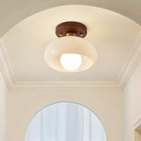 Cream Glass Ceiling Lamp with Metal Base 2