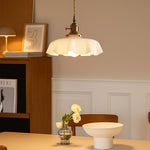 Cream Glass Pendant Light with Brass Fitting 2
