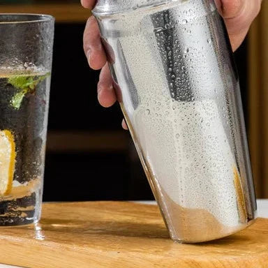 Stainless Steel Cocktail Shaker Set with Bamboo Stand 3