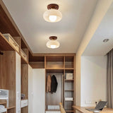 Cream Glass Ceiling Lamp with Metal Base 3