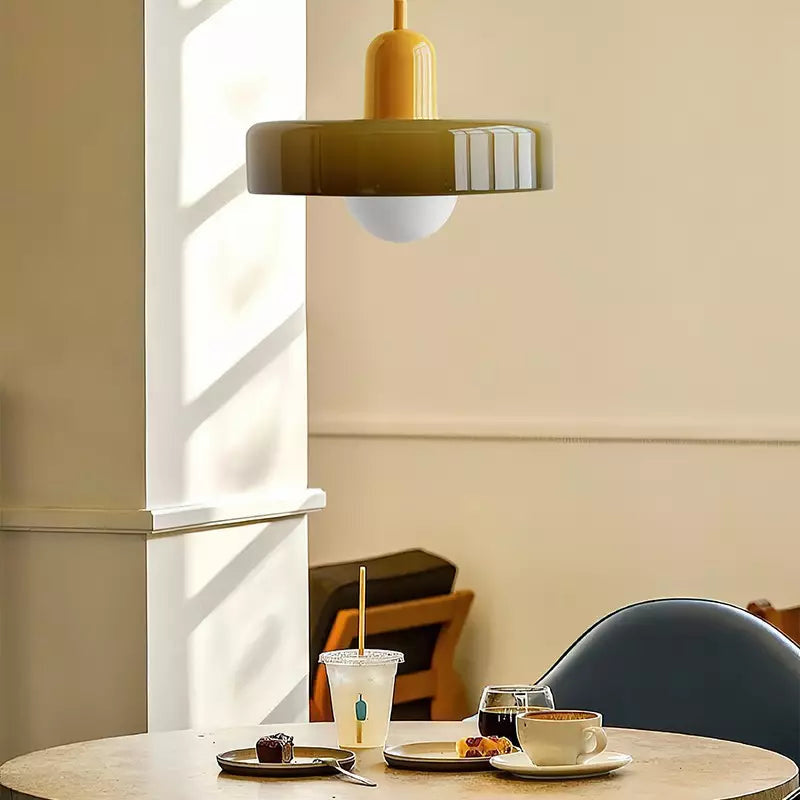 Bauhaus Glass Pendant Light with Ring Shade 40