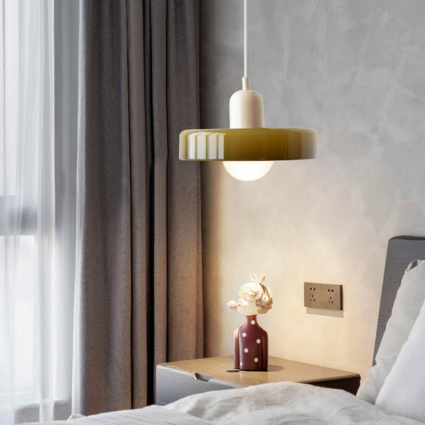 Bauhaus Glass Pendant Light with Ring Shade 42