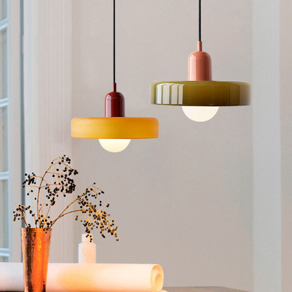 Bauhaus Glass Pendant Light with Ring Shade 43