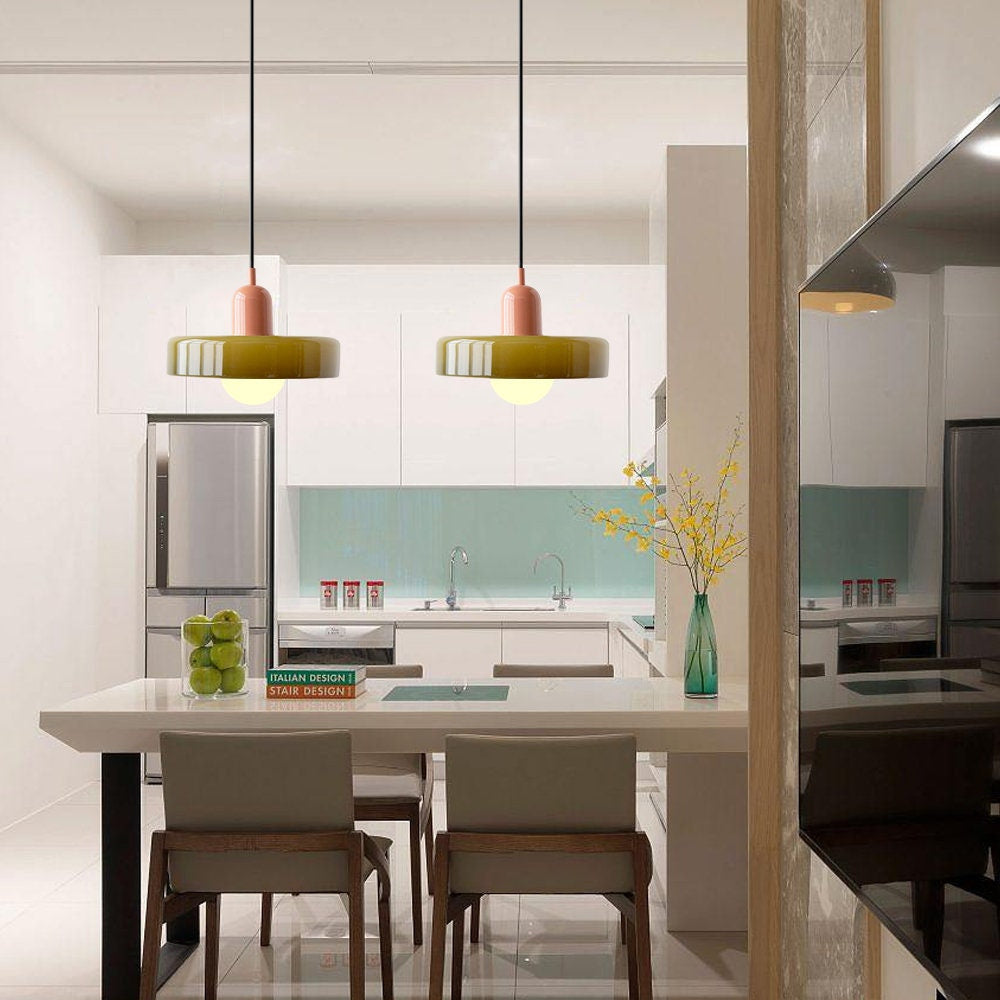 Bauhaus Glass Pendant Light with Ring Shade 44