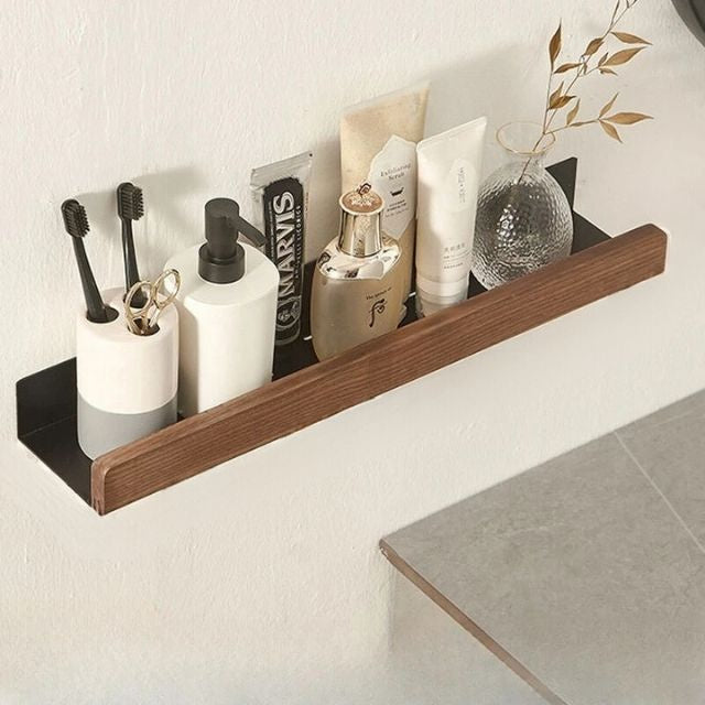 Wooden Bathroom Shelf No-Drill Installation 4