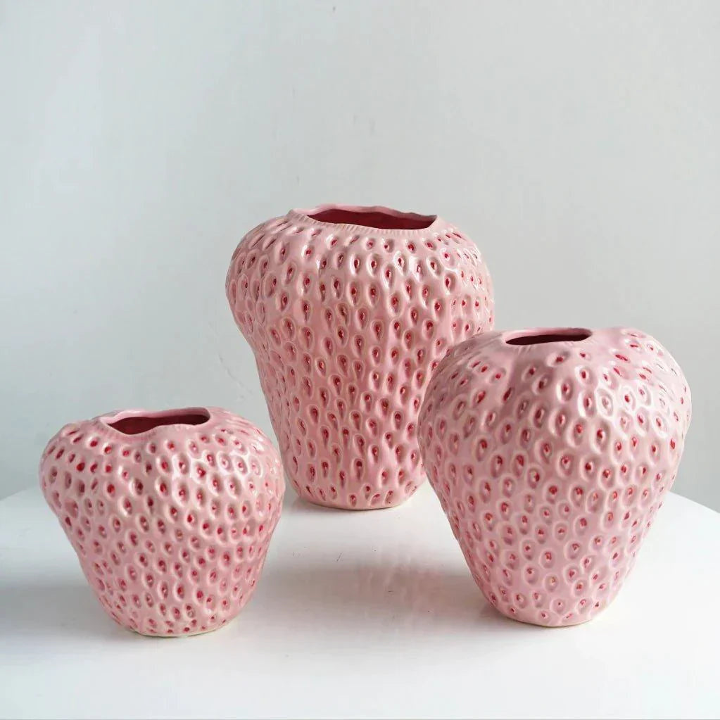 Strawberry Ceramic Vase for Table Decor 4