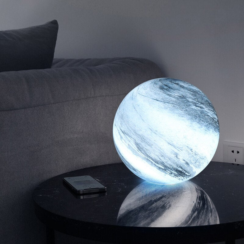 Glass Sphere Table Lamp with Swirl Design 4