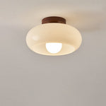 Cream Glass Ceiling Lamp with Metal Base 4