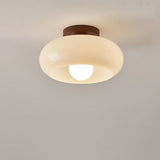 Cream Glass Ceiling Lamp with Metal Base 4