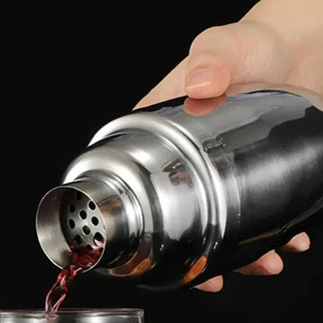 Stainless Steel Cocktail Shaker Set with Bamboo Stand 4