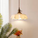 Cream Glass Pendant Light with Brass Fitting 4