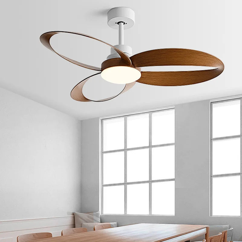 Modern Wooden Blade Ceiling Fan with Dimmable LED 4