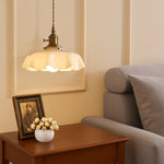 Cream Glass Pendant Light with Brass Fitting 5