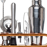 Stainless Steel Cocktail Shaker Set with Bamboo Stand 6