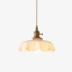 Cream Glass Pendant Light with Brass Fitting 6