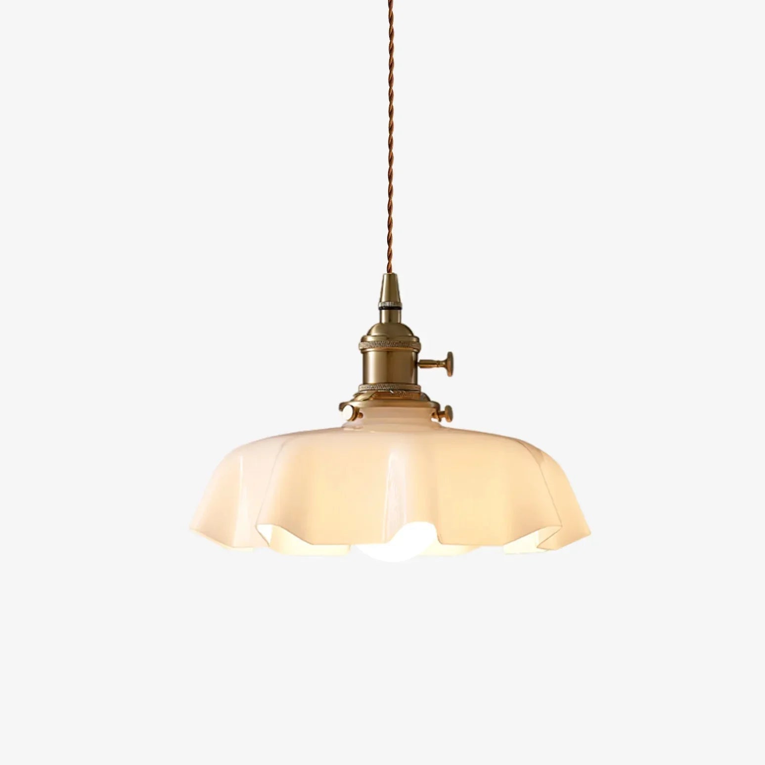 Cream Glass Pendant Light with Brass Fitting 6