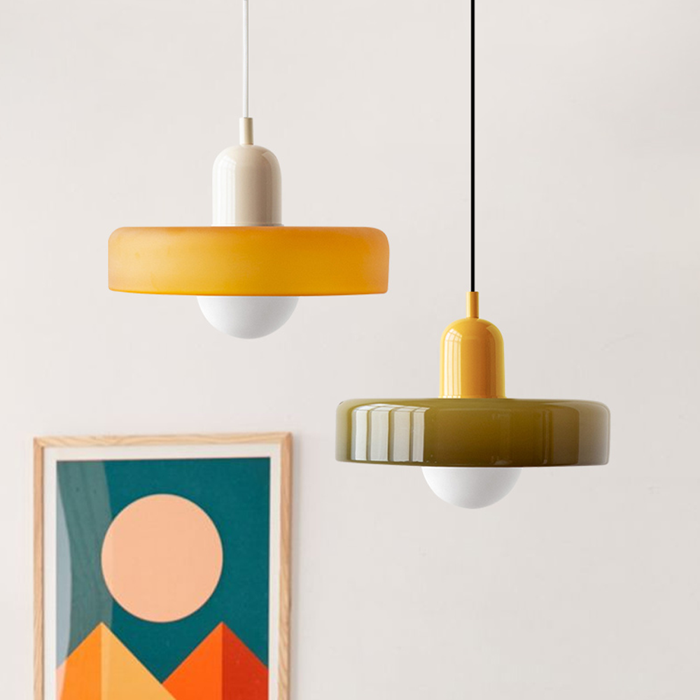 Bauhaus Glass Pendant Light with Ring Shade 6