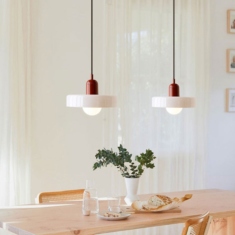 Bauhaus Glass Pendant Light with Ring Shade 8