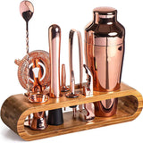 Stainless Steel Cocktail Shaker Set with Bamboo Stand 8