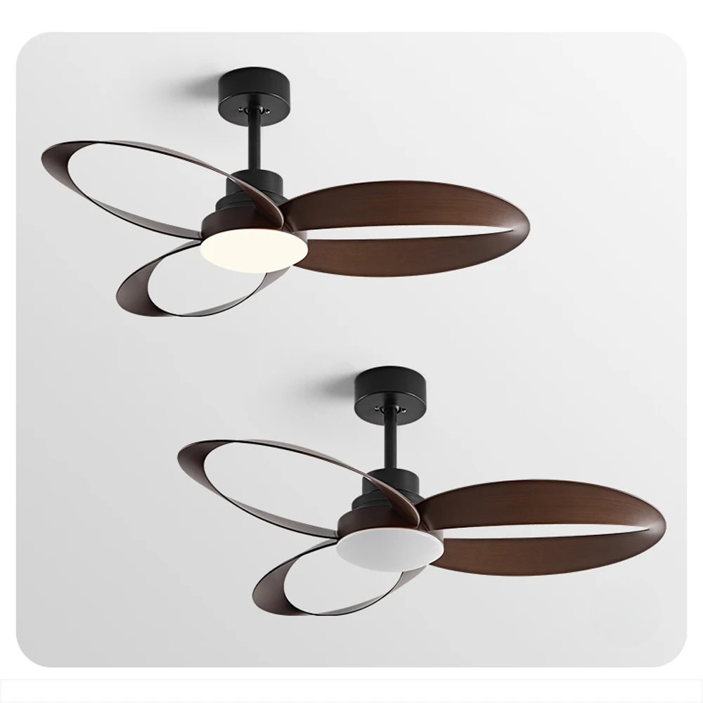 Modern Wooden Blade Ceiling Fan with Dimmable LED 8