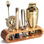 Stainless Steel Cocktail Shaker Set with Bamboo Stand 9