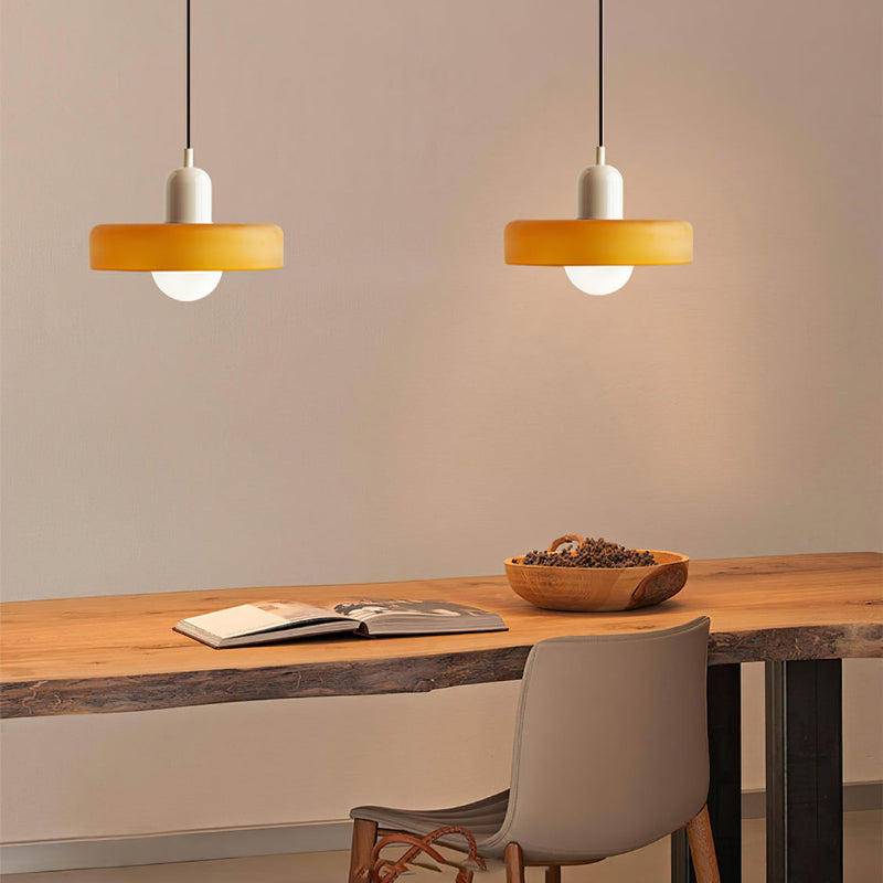Bauhaus Glass Pendant Light with Ring Shade 9