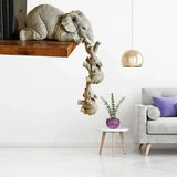 Orlienne | Zen Elephant Figurine Trio in Light Grey Resin for Bohemian and Contemporary Interiors