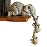 Orlienne | Zen Elephant Figurine Trio in Light Grey Resin for Bohemian and Contemporary Interiors