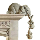 Orlienne | Zen Elephant Figurine Trio in Light Grey Resin for Bohemian and Contemporary Interiors