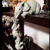 Orlienne | Zen Elephant Figurine Trio in Light Grey Resin for Bohemian and Contemporary Interiors