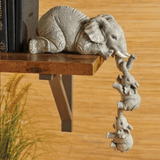 Orlienne | Zen Elephant Figurine Trio in Light Grey Resin for Bohemian and Contemporary Interiors