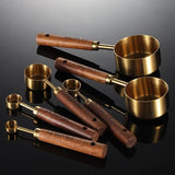 Ulo | 8-Piece Measuring Set with Solid Oak Handles and Engraved Graduations for Cooking and Baking