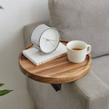 Melorae | Solid Wood Clip-On Sofa Armrest Tray in Dark Walnut for Living Room and Reading Corner