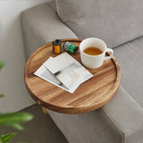 Melorae | Solid Wood Clip-On Sofa Armrest Tray in Dark Walnut for Living Room and Reading Corner