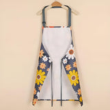 Tano | Floral Coated Cotton Apron with Adjustable Strap and Front Pocket for Kitchen and Garden