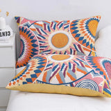 Nelo | Cotton Pillowcase with Nordic Sun Print and Button Closure for Bedroom and Sofa Styling (Set of 2)