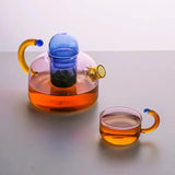 Rilo | Borosilicate Glass Teapot and Cup Set with Removable Infuser for Hot and Cold Tea Use