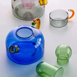 Rilo | Borosilicate Glass Teapot and Cup Set with Removable Infuser for Hot and Cold Tea Use