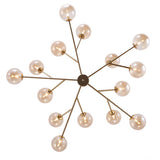 Lumorae | 15 Light Linear Sputnik Chandelier in Black & Brass with Glass Globes