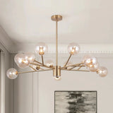 Lumorae | 15 Light Linear Sputnik Chandelier in Black & Brass with Glass Globes