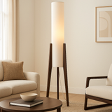 Sora | Mid-Century Walnut Floor Lamp with Soft Ambient Glow