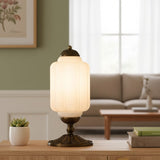 Averellea | Vintage Milk Glass Table Light with Bronze Base for Warm Ambient Lighting